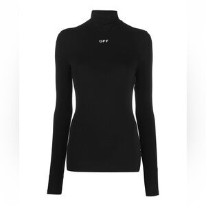 Off-White Black Turtleneck with Branded Neck Label